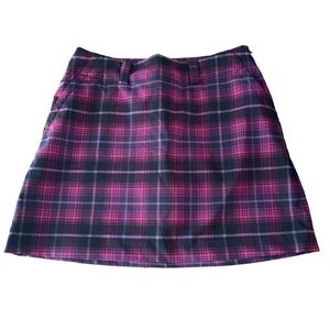 Nike Drifit Plaid Pink Black Golf Academia Skirt Skort Sz 8
